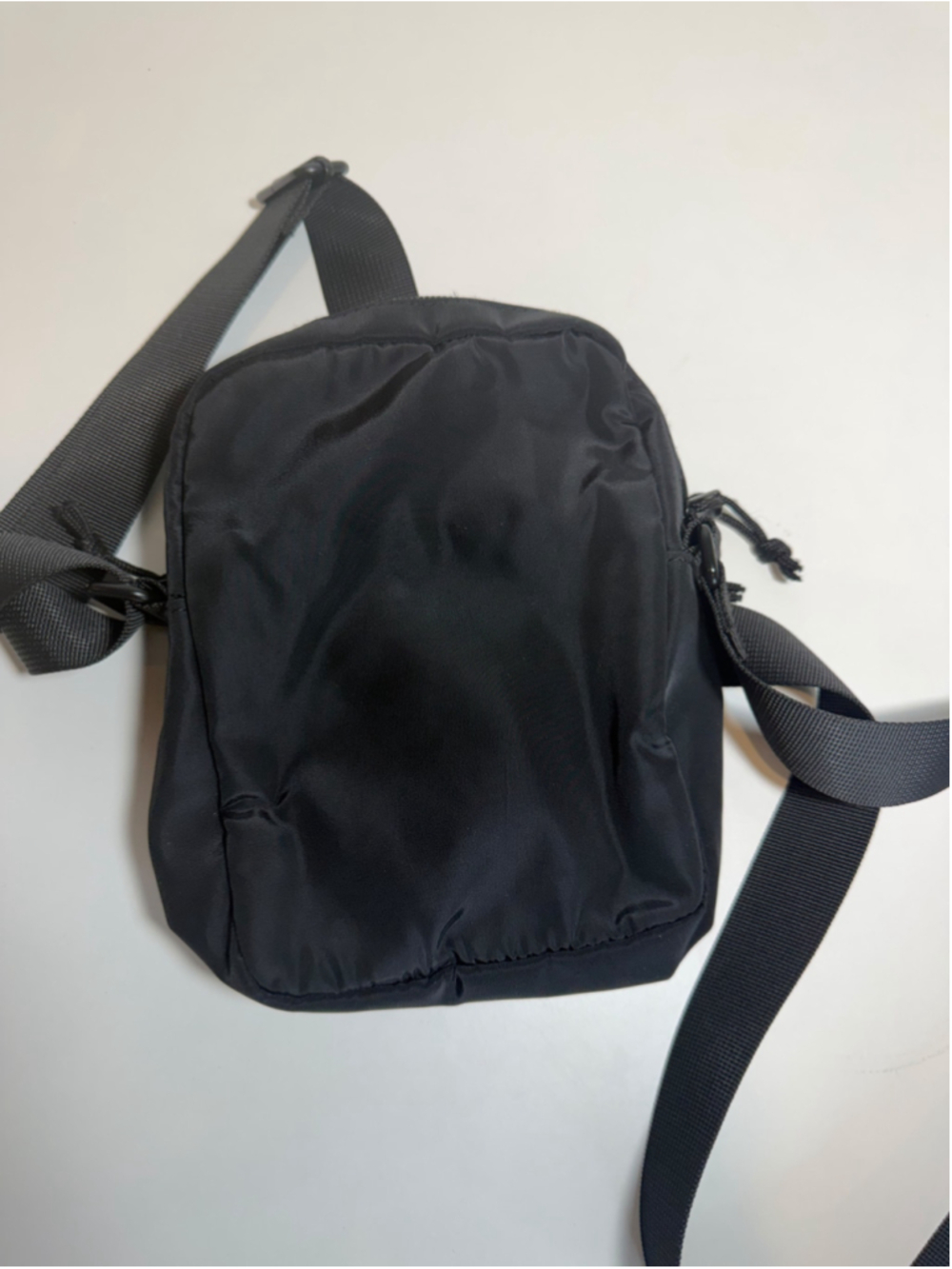 Black Nylon Crossbody Shoulder Bag Minimalist Utility Travel Bag #F